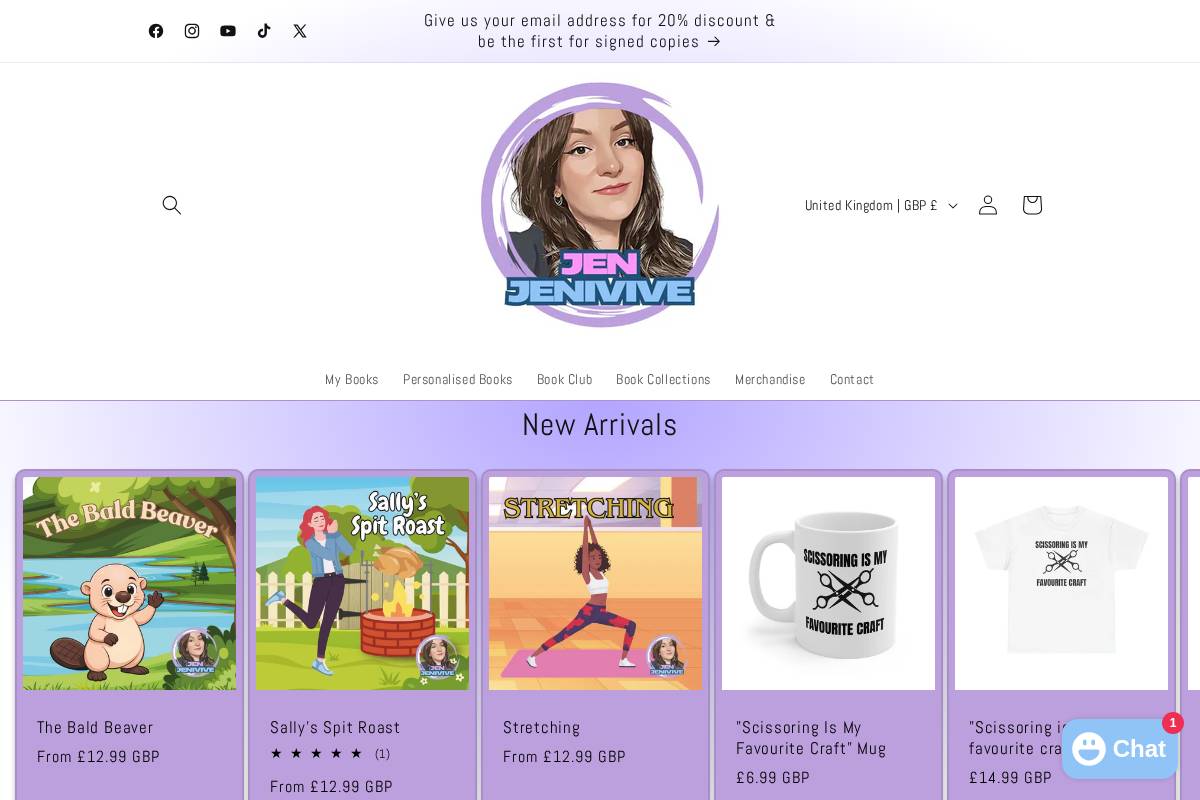 Jenjenivive homepage screenshot