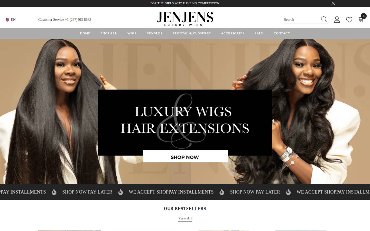 jenjensluxurywigs.com homepage screenshot