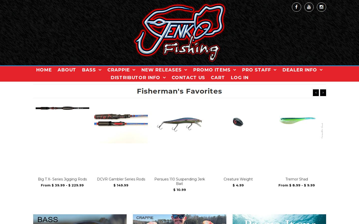 jenkofishing.com homepage screenshot