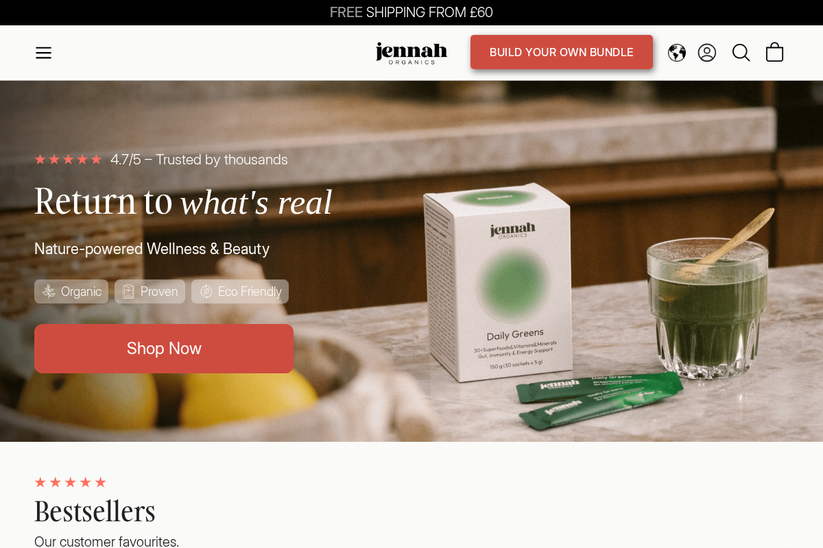 jennahorganics.com homepage screenshot