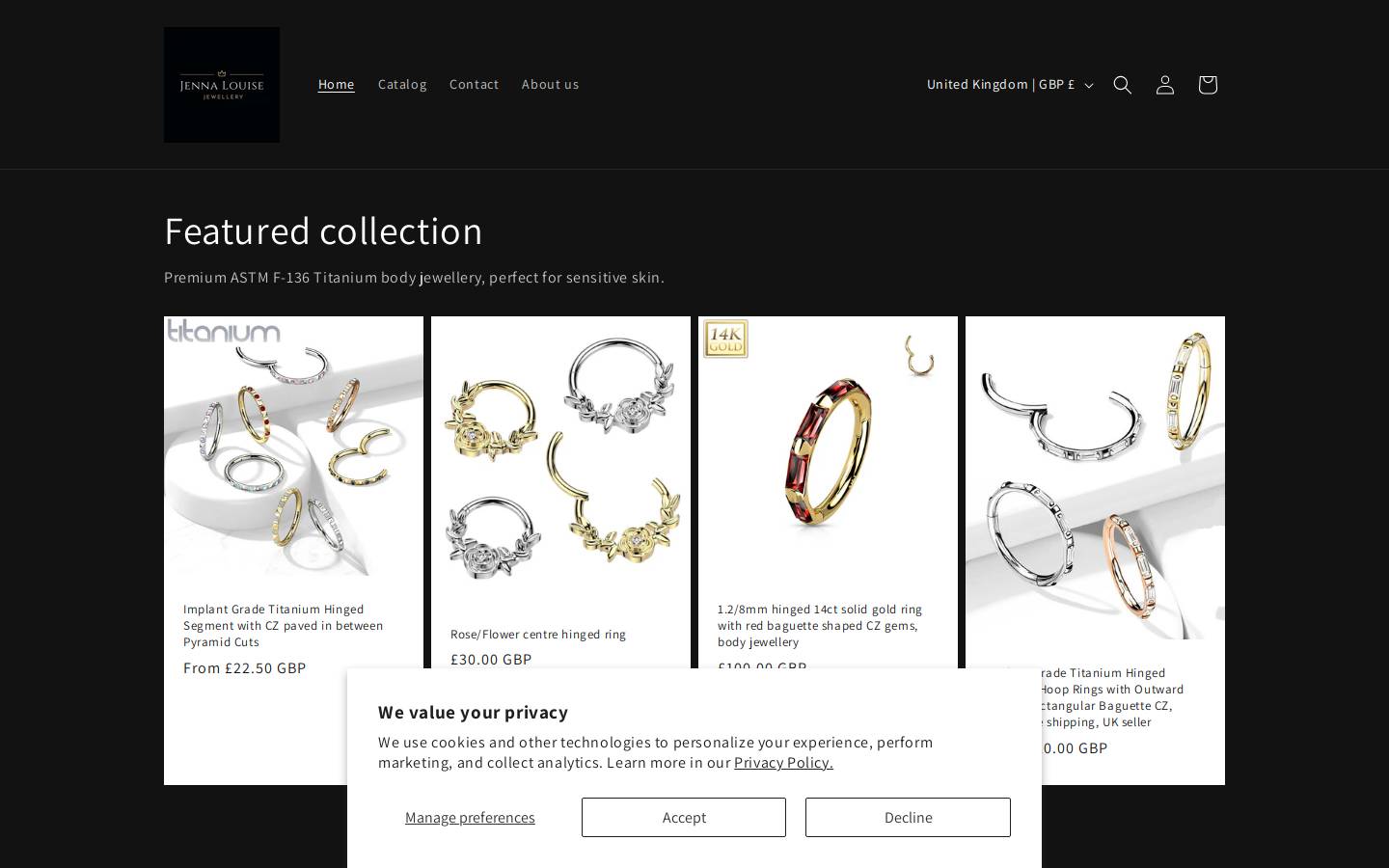 jennalouisejewellery.com homepage screenshot