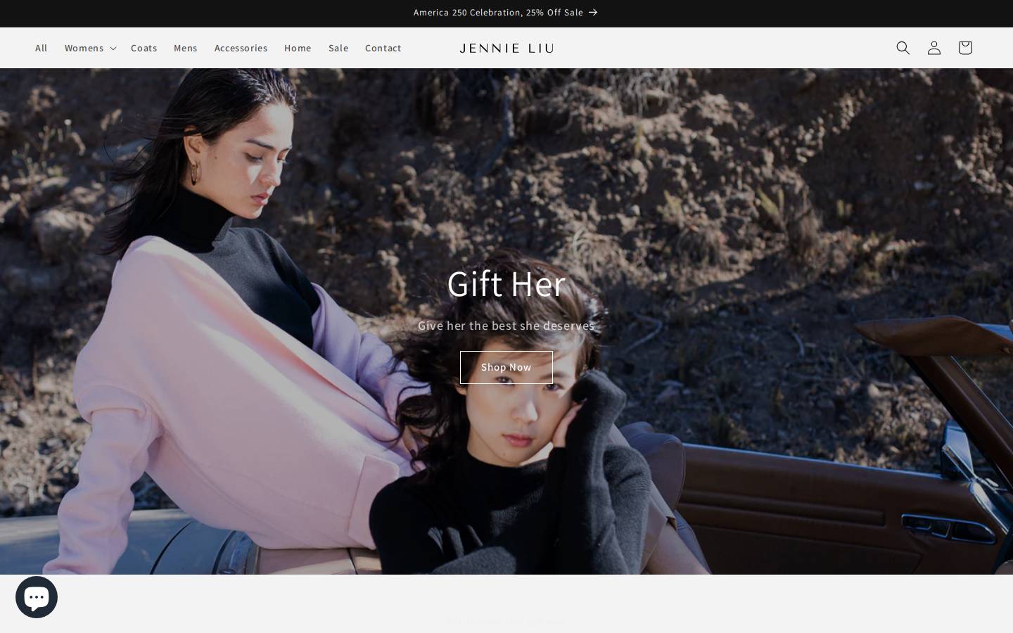 jennieliucashmere.com homepage screenshot