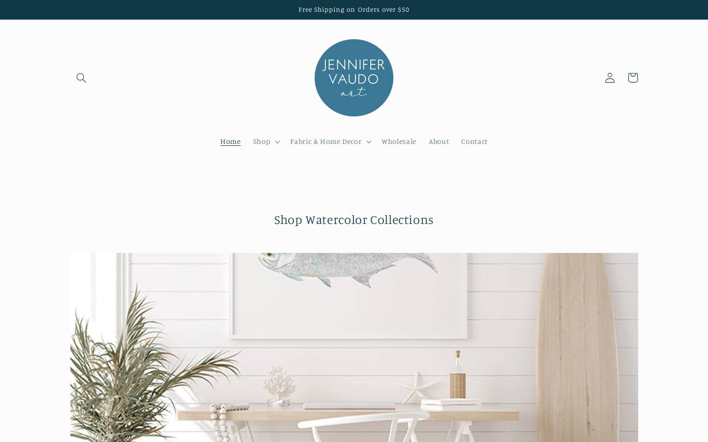 jennifervaudoart.com homepage screenshot