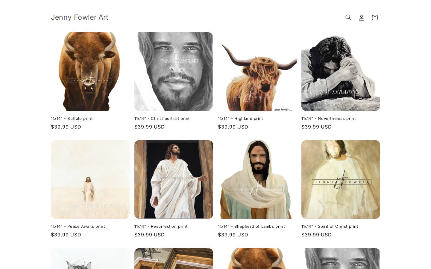 jennyfowlerart.com homepage screenshot