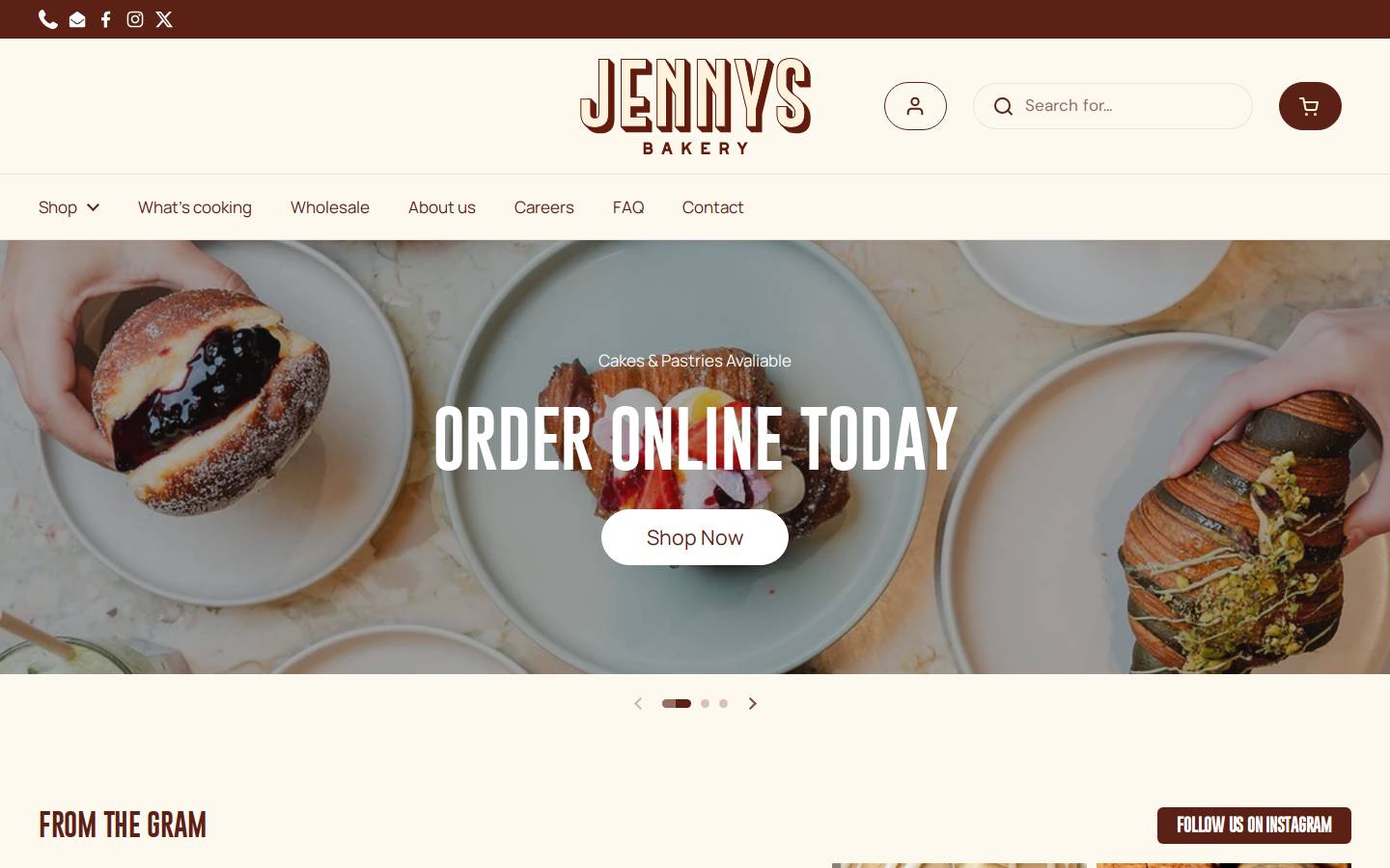 jennysbakery.com.au homepage screenshot