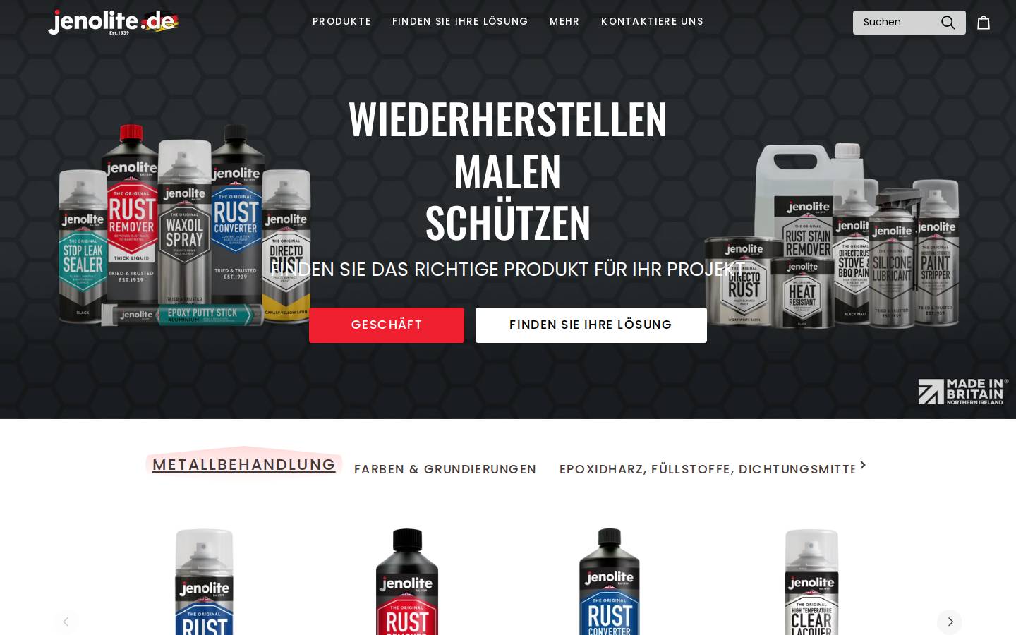 Jenolite homepage screenshot