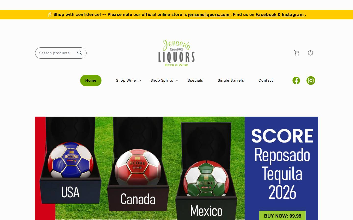 jensensliquors.com homepage screenshot
