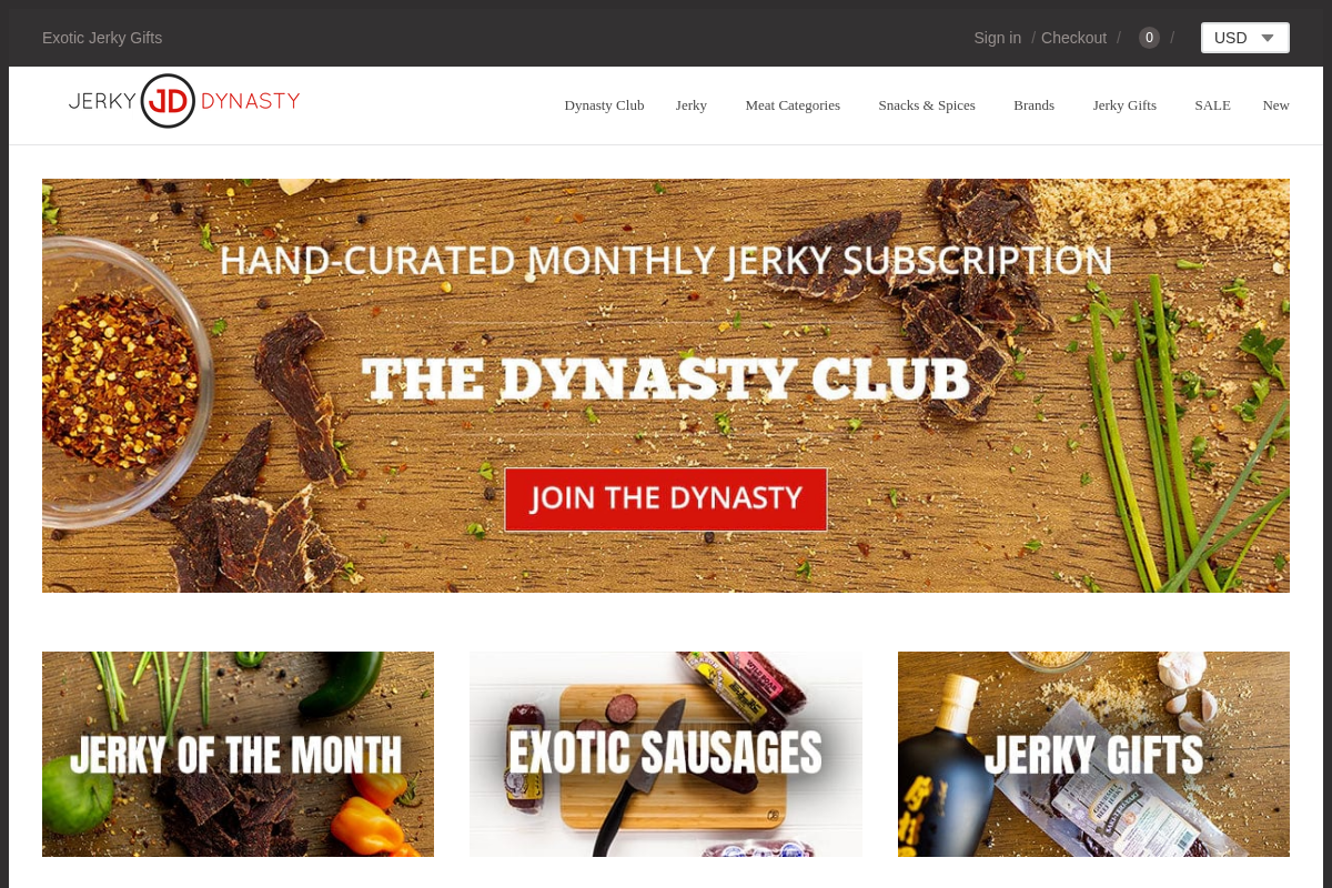 jerkydynasty.com homepage screenshot