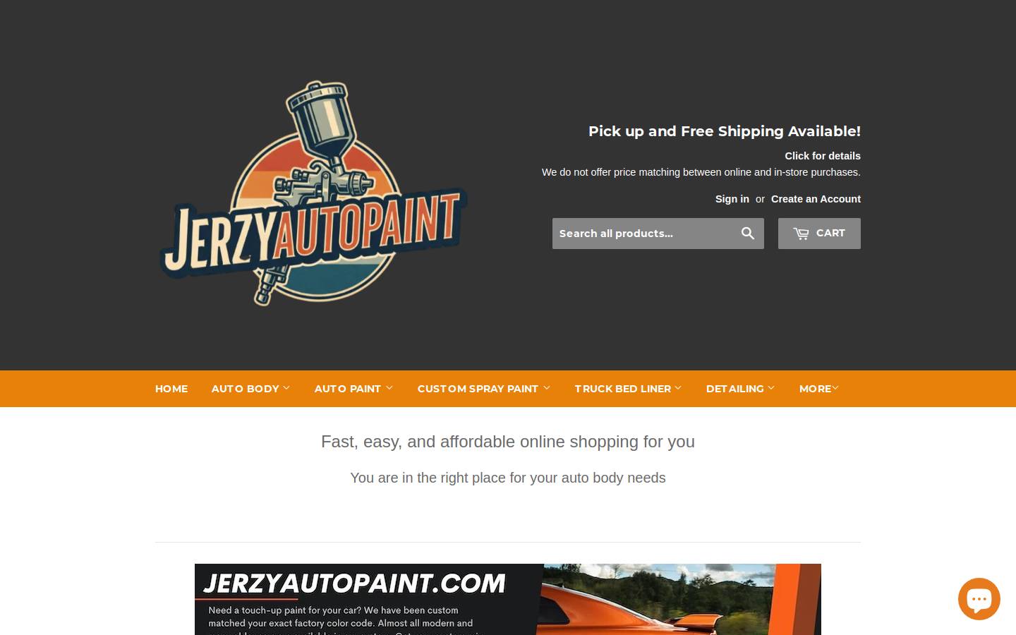 jerseyautopaint.com homepage screenshot