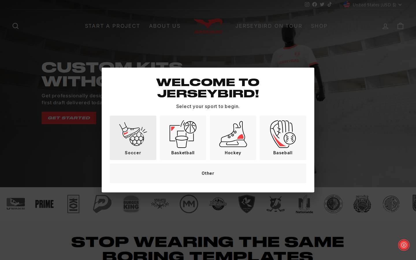 Jerseybird homepage screenshot