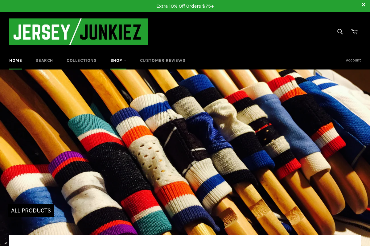 Jersey Junkiez homepage screenshot