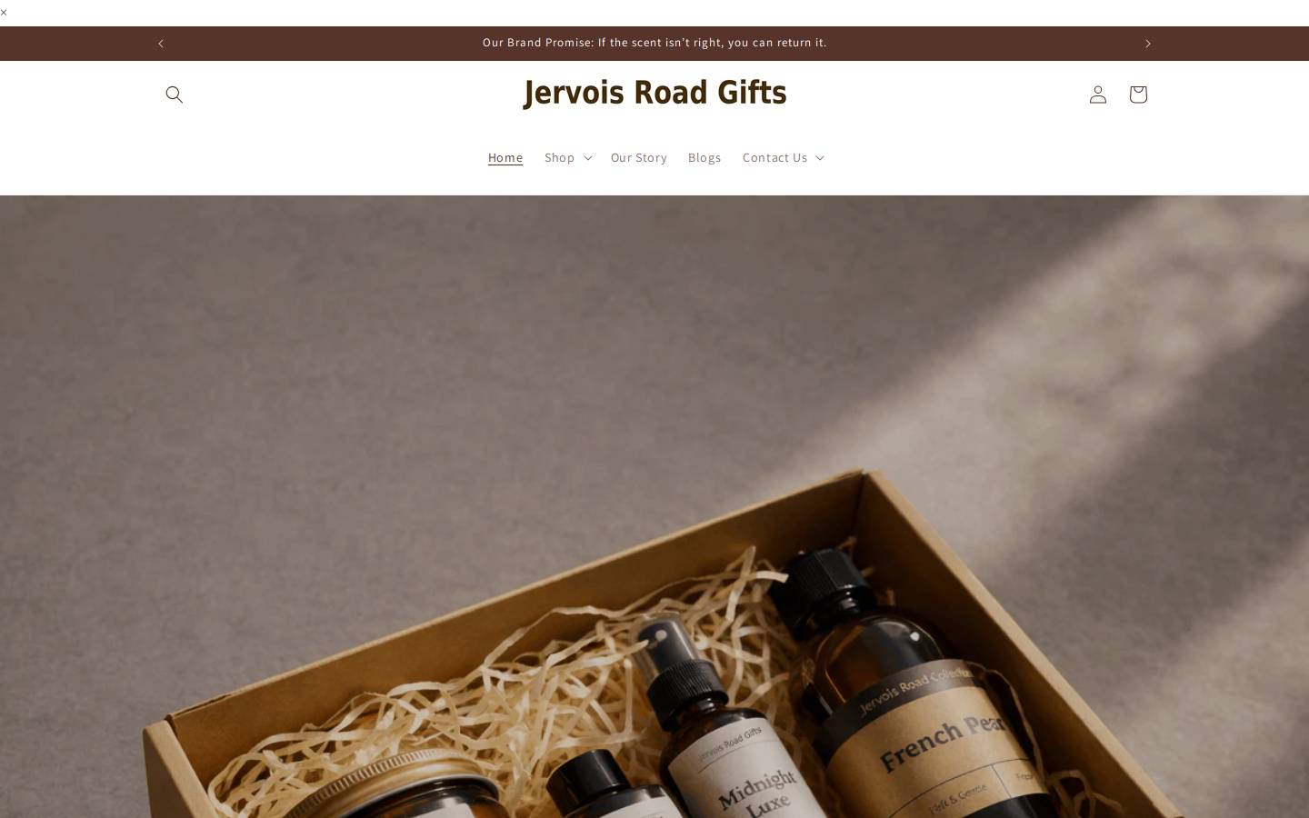 jervoisroadcandles.com homepage screenshot