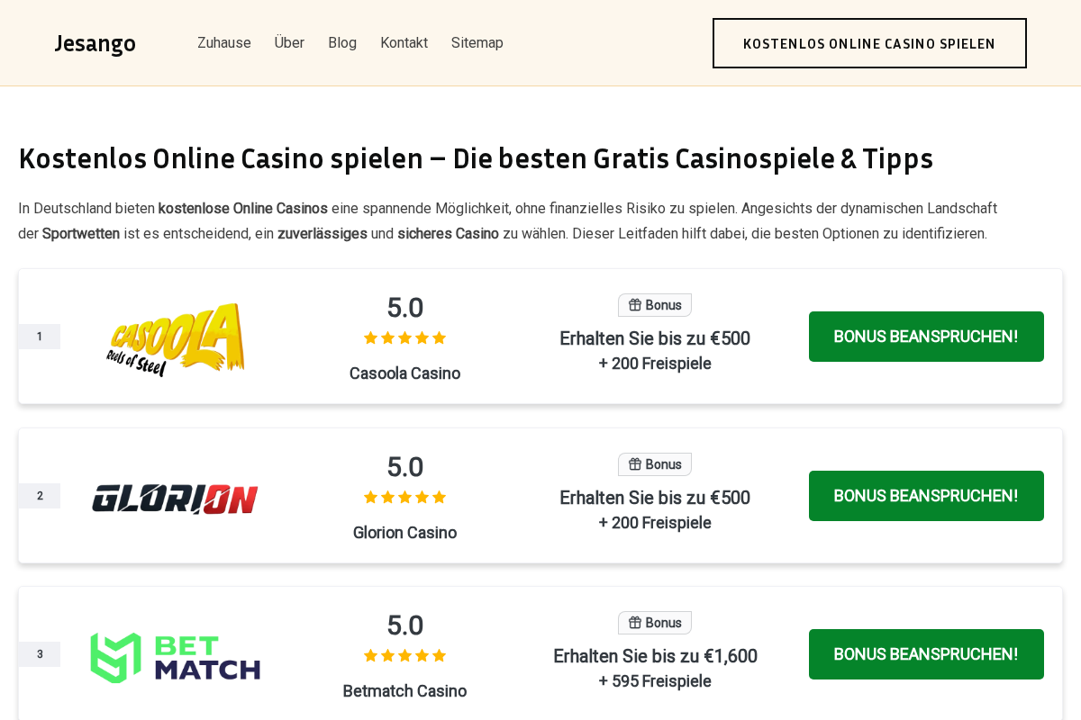 jesango.de homepage screenshot