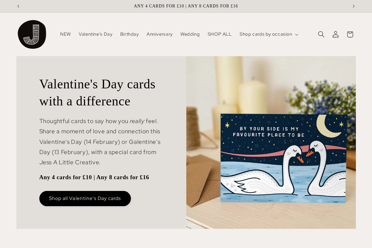 Jess A Little Creative homepage screenshot