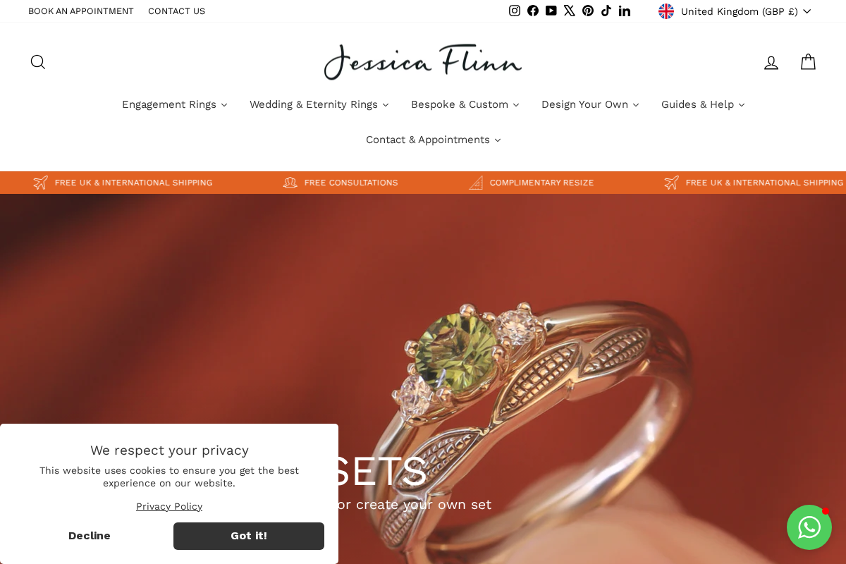 Jessica Flinn Fine Jewellery homepage screenshot