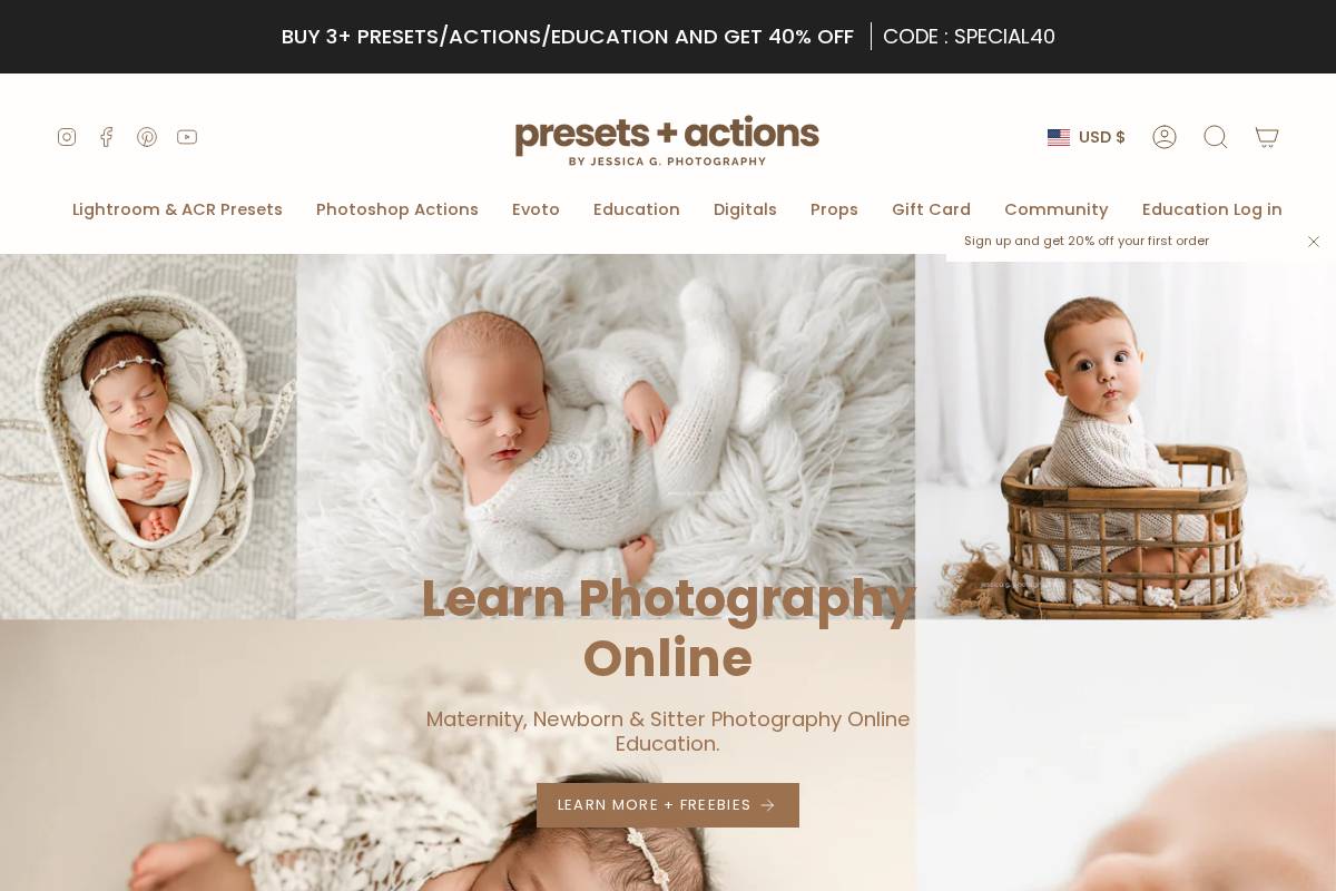 Jessica G. Photography homepage screenshot