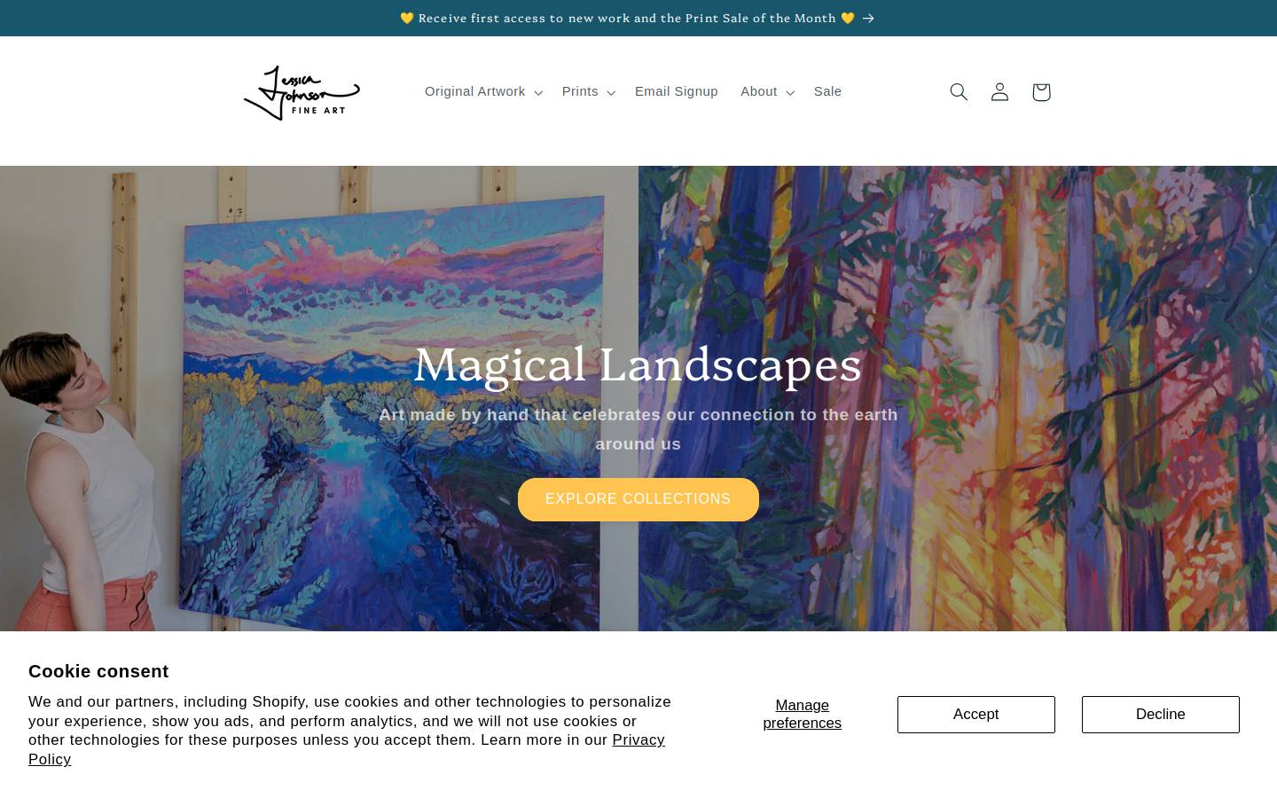 jessicaoncanvas.com homepage screenshot