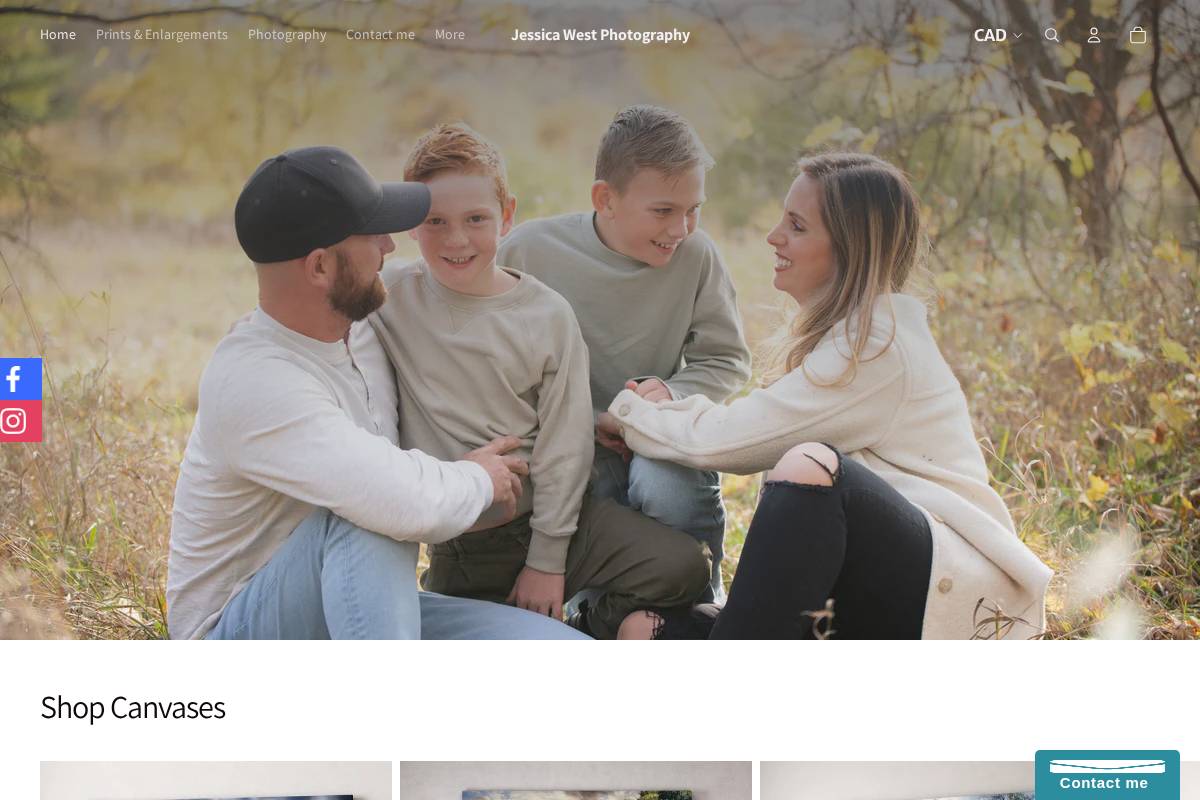 jessicawestphotography.com homepage screenshot