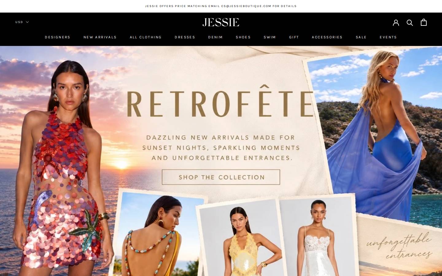jessieboutique.com homepage screenshot