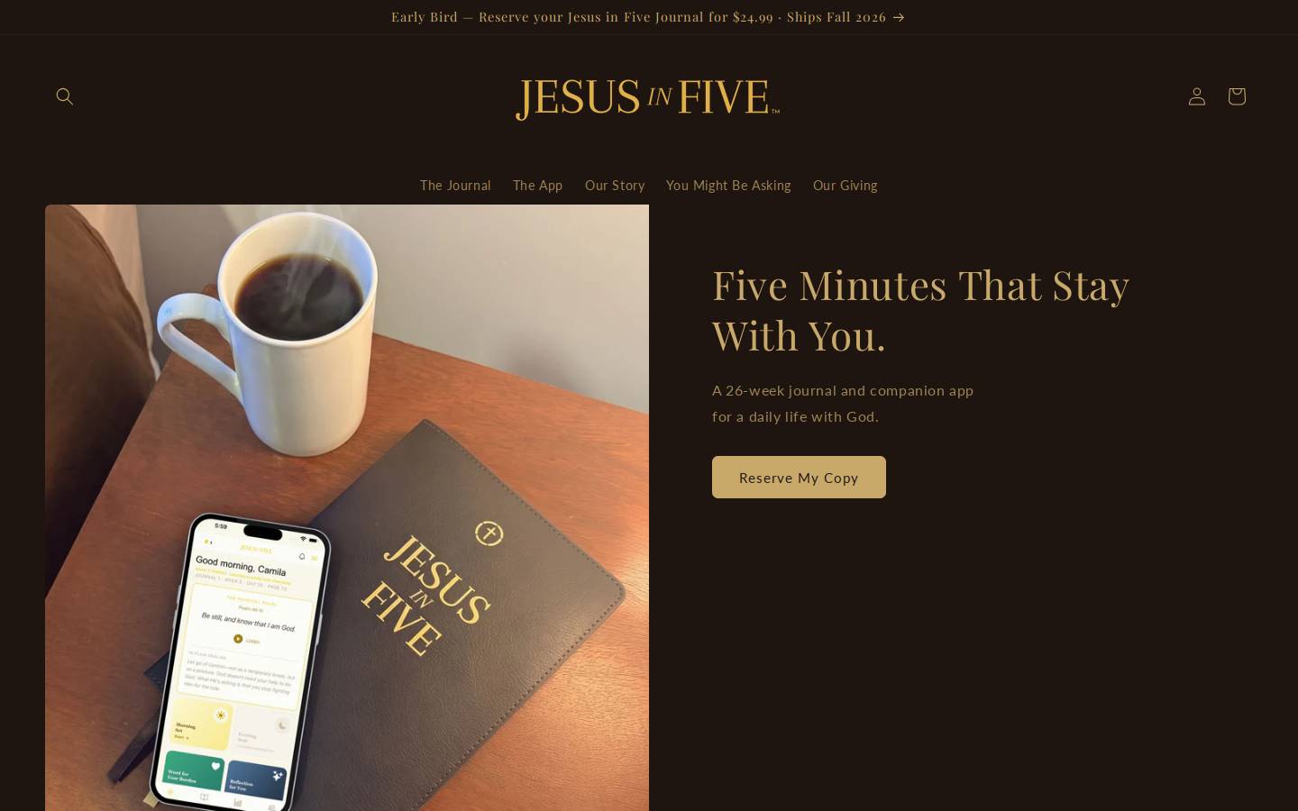jesusinfive.com homepage screenshot
