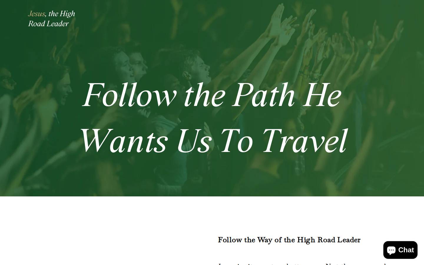 jesusthehighroadleader.com homepage screenshot