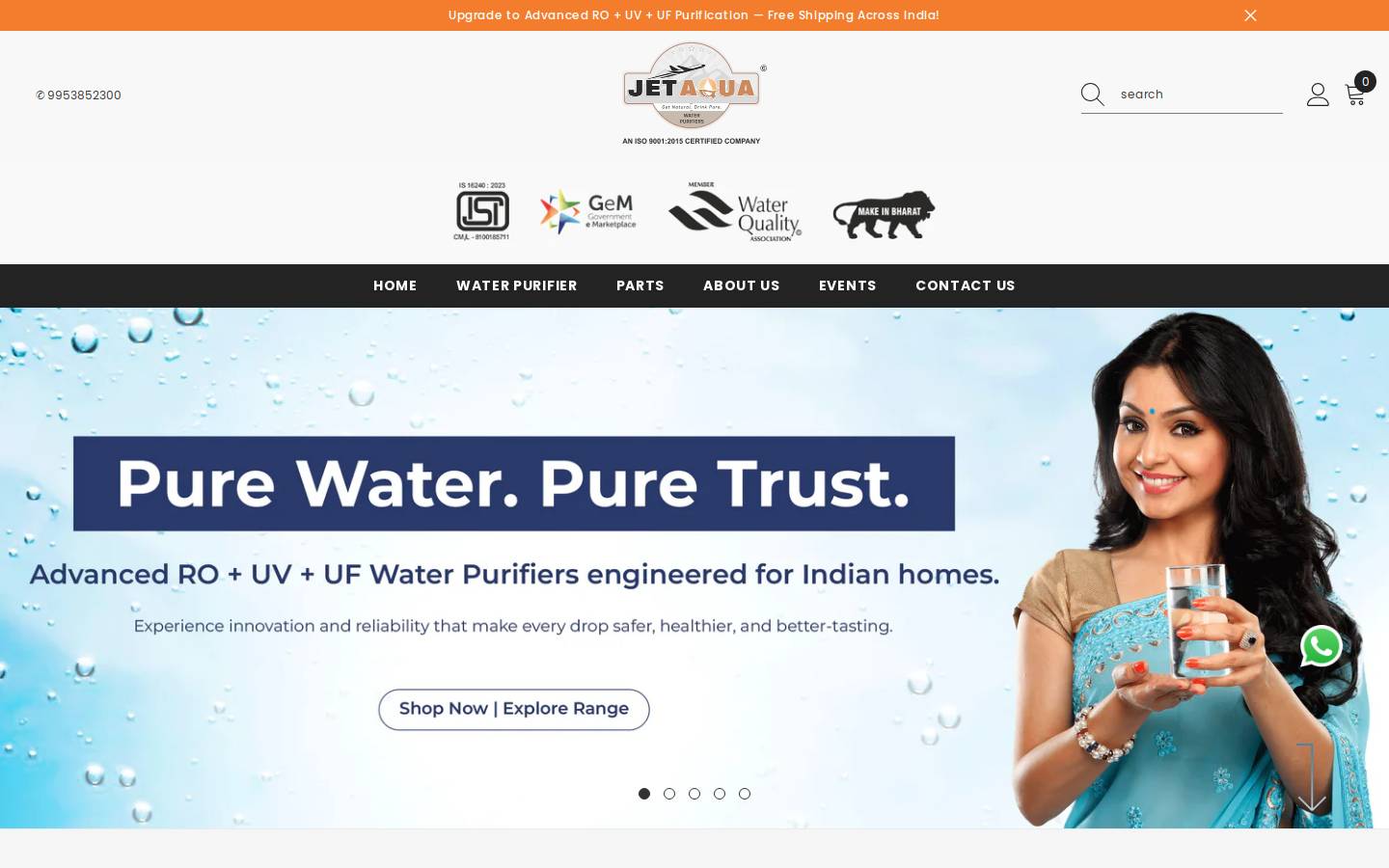 jetaqua.com homepage screenshot
