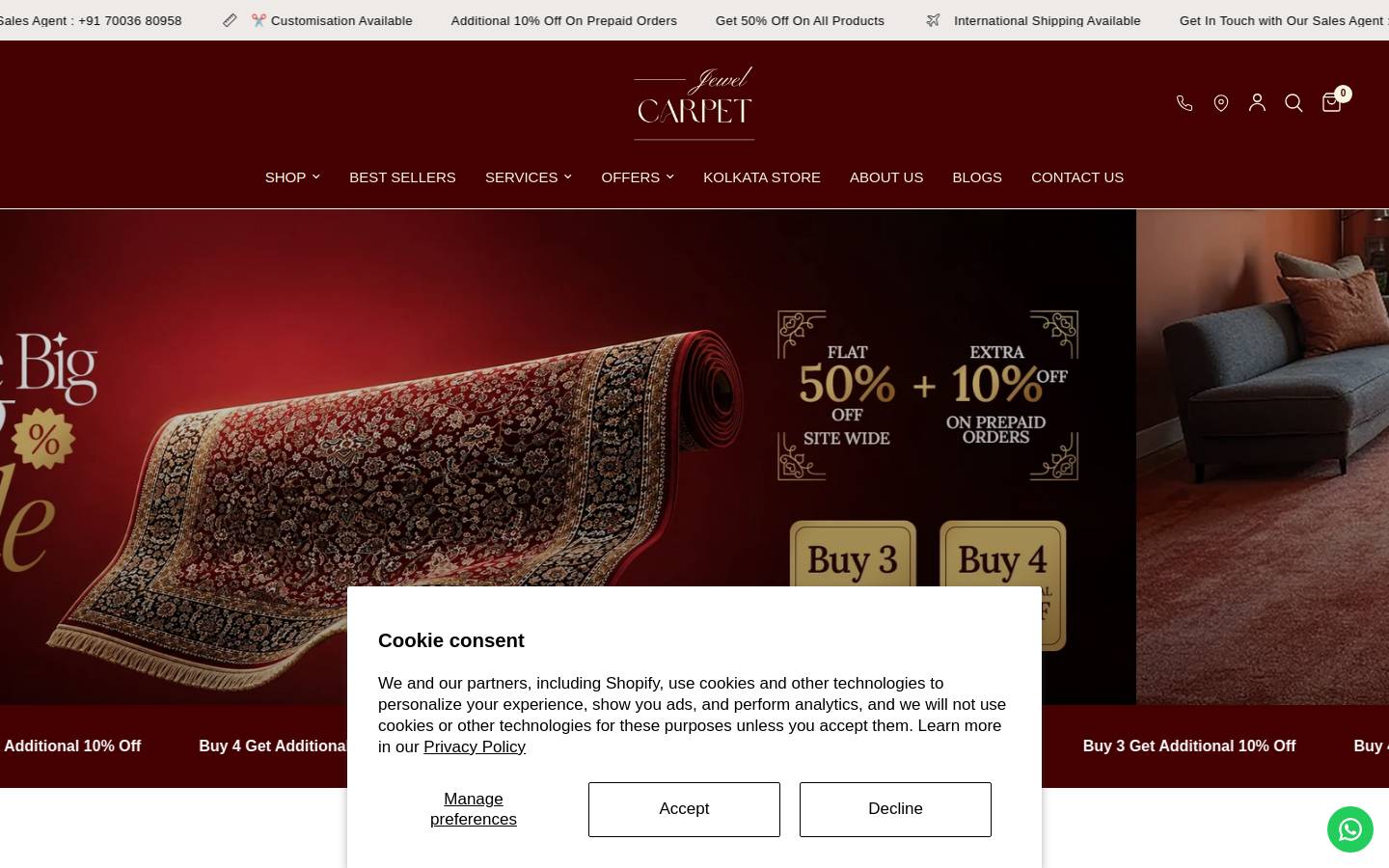 Jewelcarpet homepage screenshot