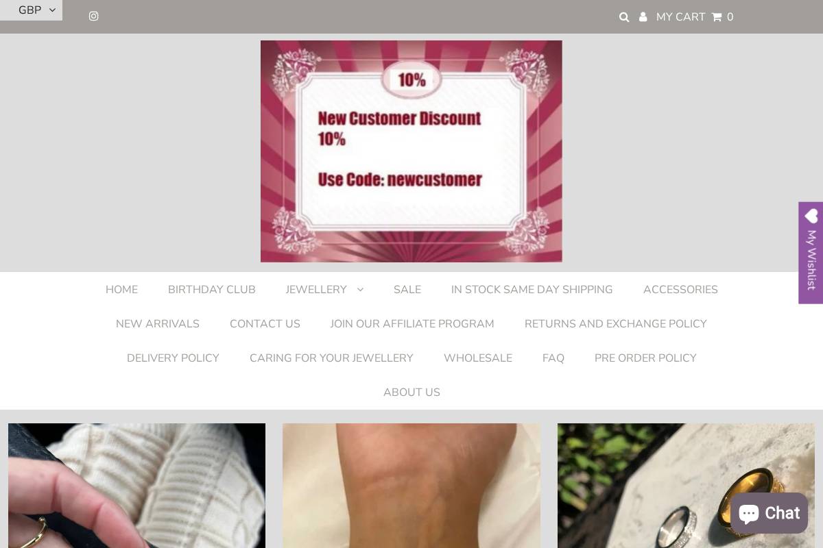 jewelleryboutique.net homepage screenshot