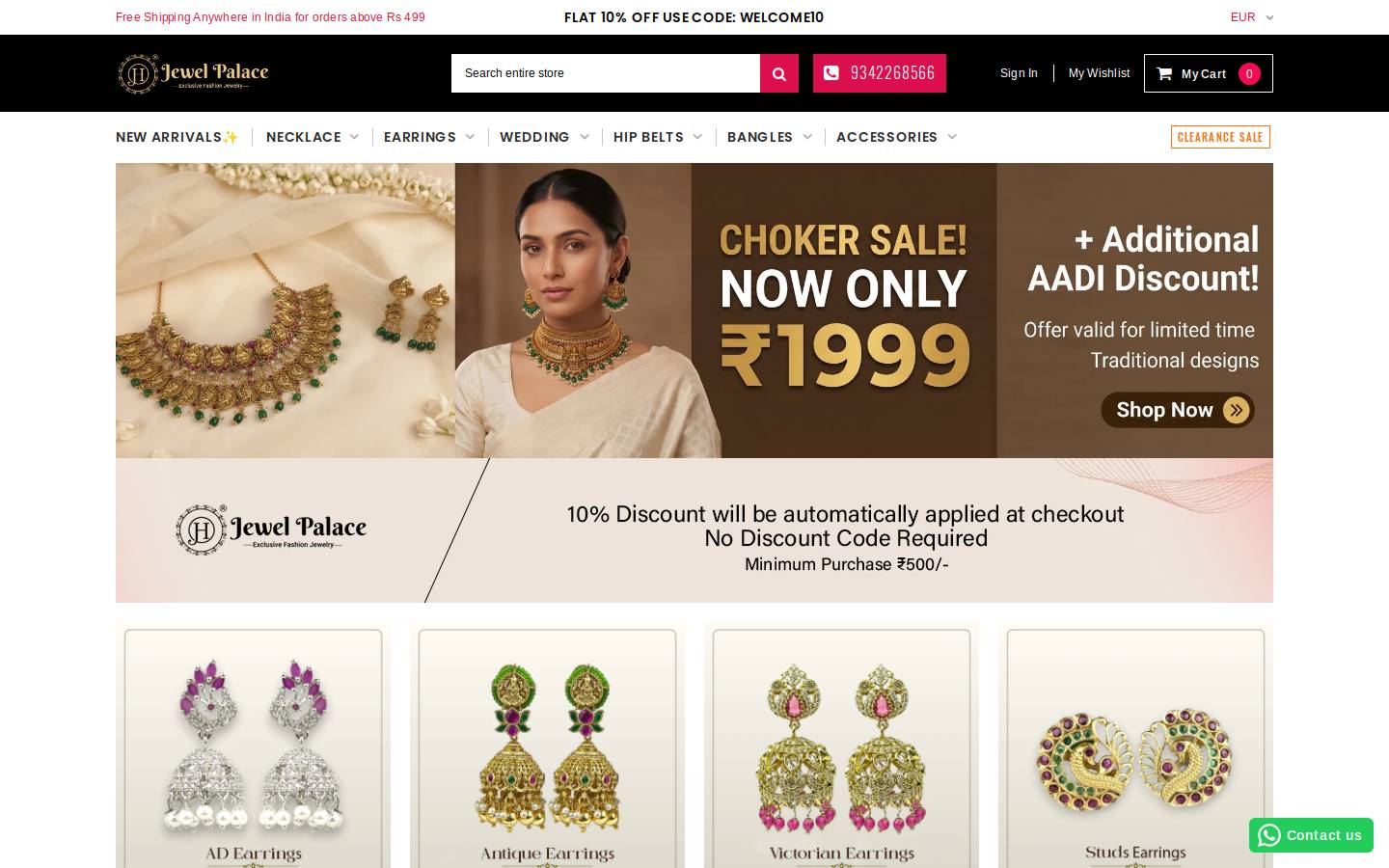 jewelpalace.in homepage screenshot