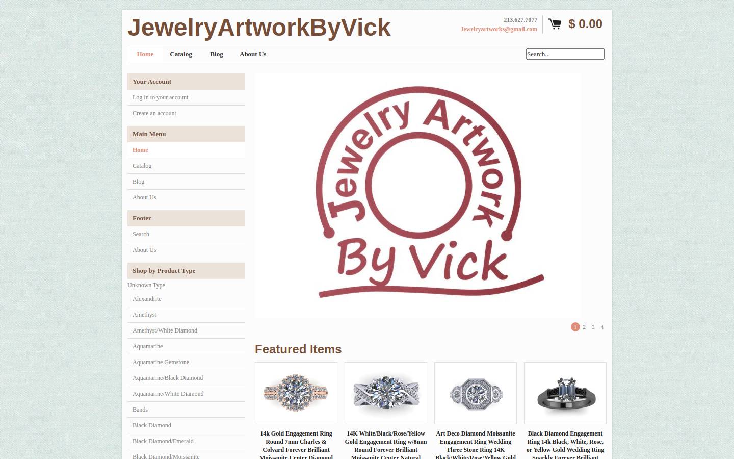 jewelryartworkbyvick.com homepage screenshot