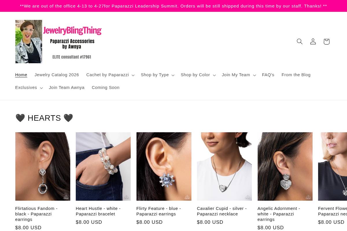 jewelryblingthing.com homepage screenshot