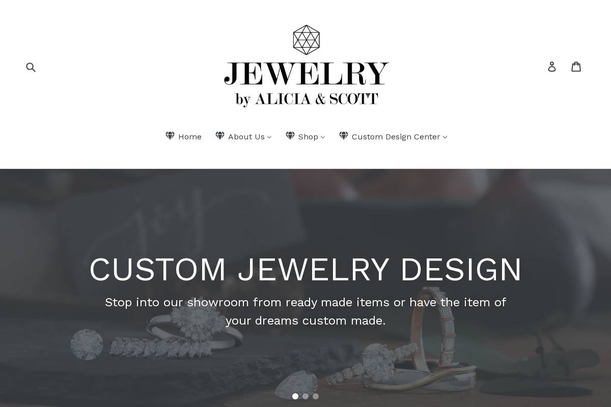 jewelrybyaliciaandscott.com homepage screenshot