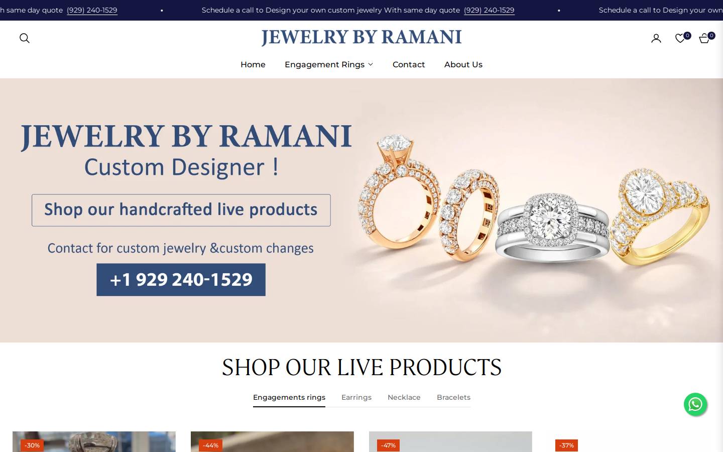 jewelrybyramani.com homepage screenshot