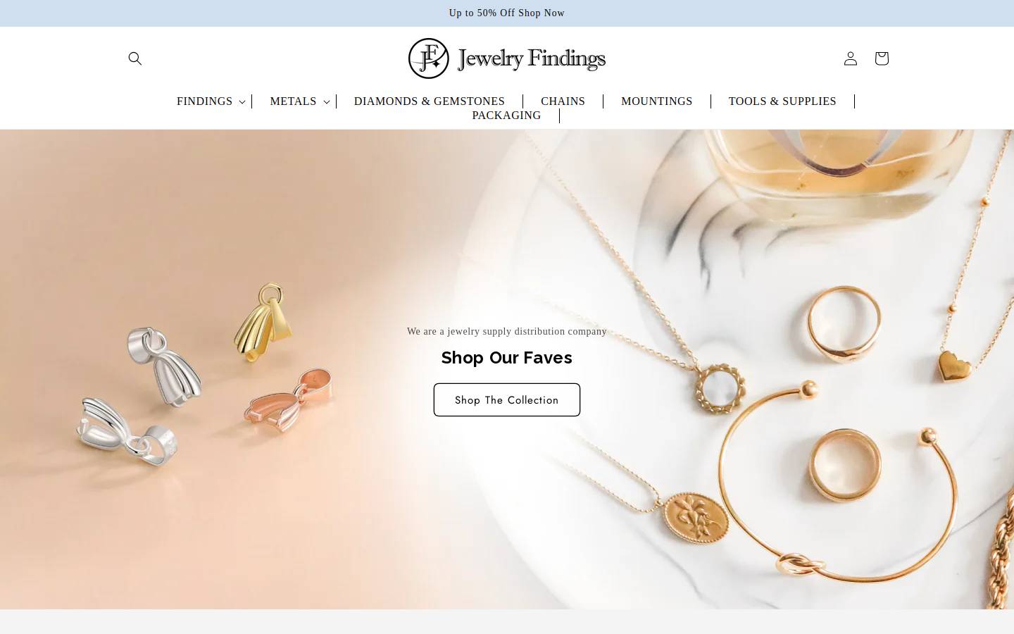 jewelryfindings.com homepage screenshot