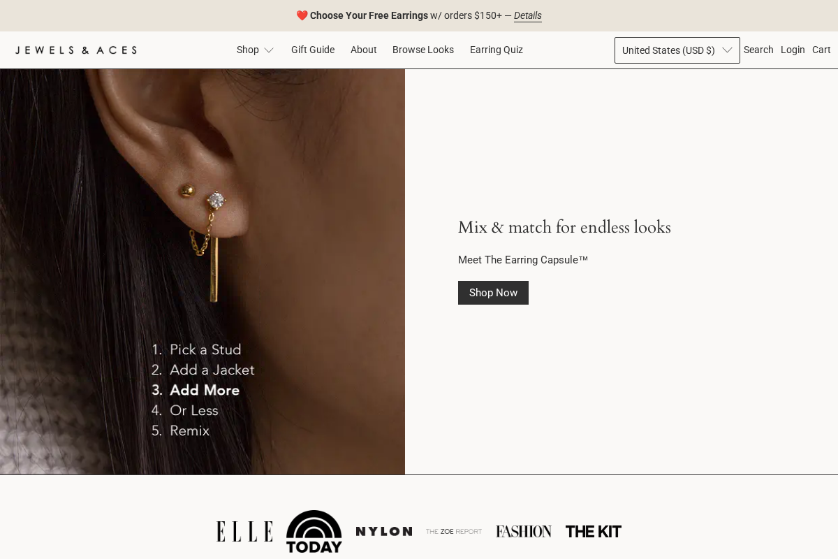 Jewels & Aces homepage screenshot