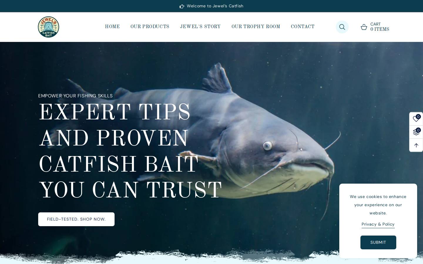 jewelscatfishbait.com homepage screenshot