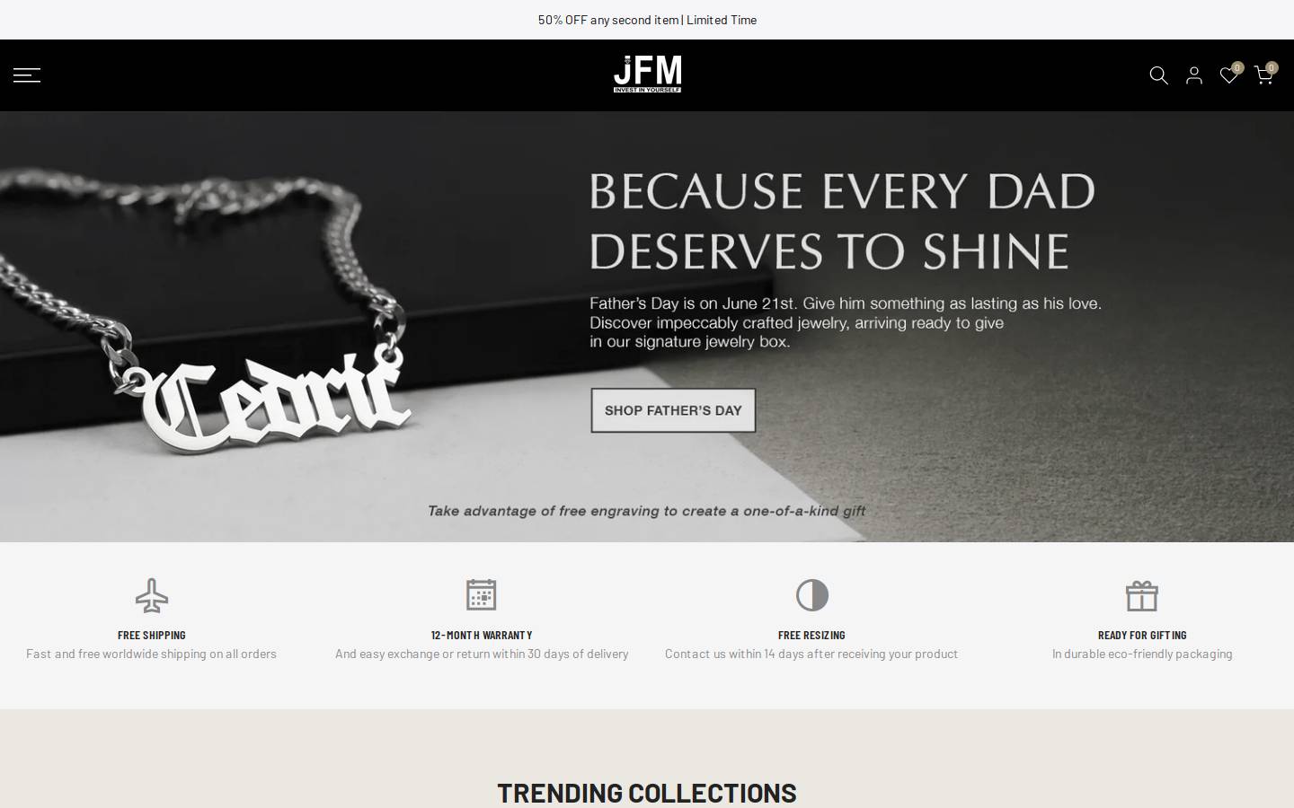 jewelsformen.com homepage screenshot
