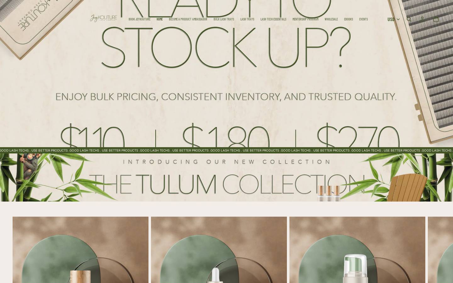 jeykouturelash.com homepage screenshot