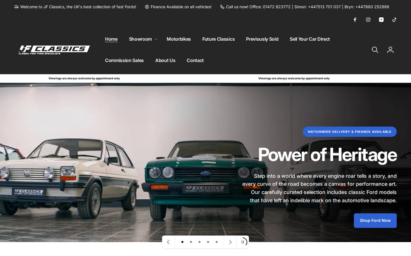 Jfclassiccars homepage screenshot