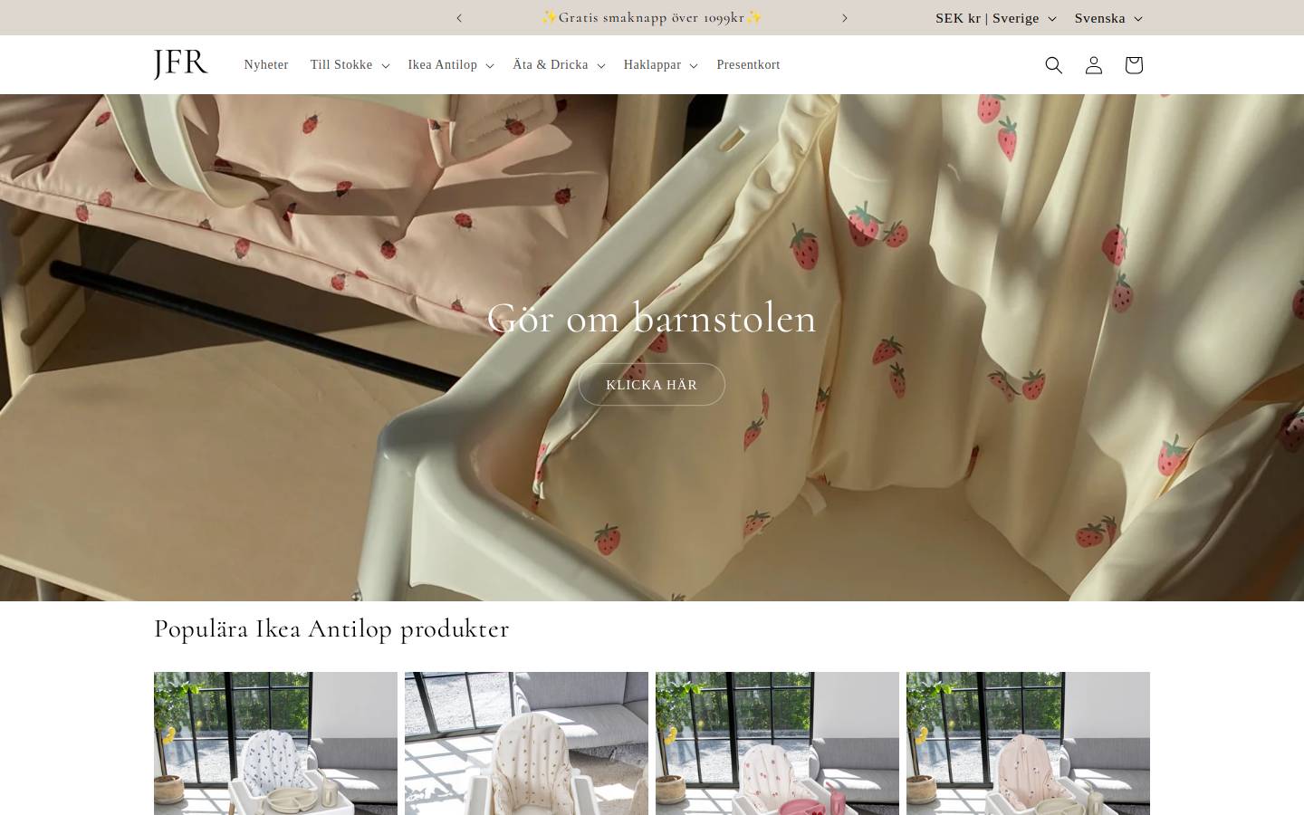 JFR.se - Ikea/Stokke Accessoarer homepage screenshot