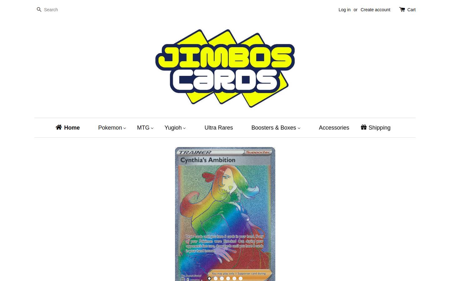 jimboscards.com.au homepage screenshot