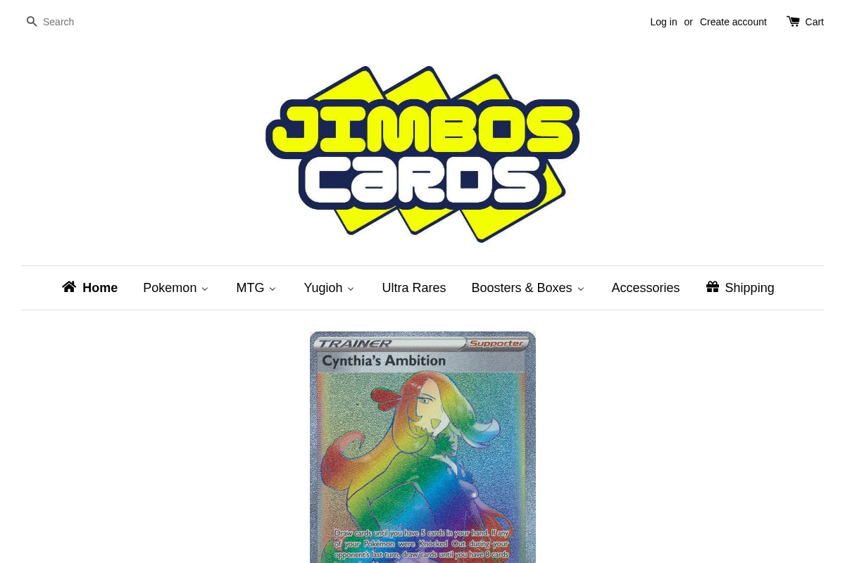 Jimbos Cards homepage screenshot