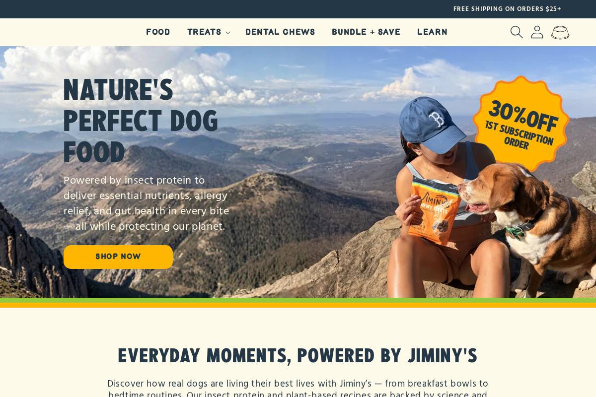jiminys.com homepage screenshot