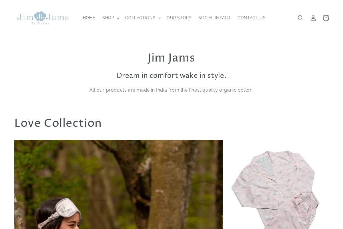 jimjams.ie homepage screenshot