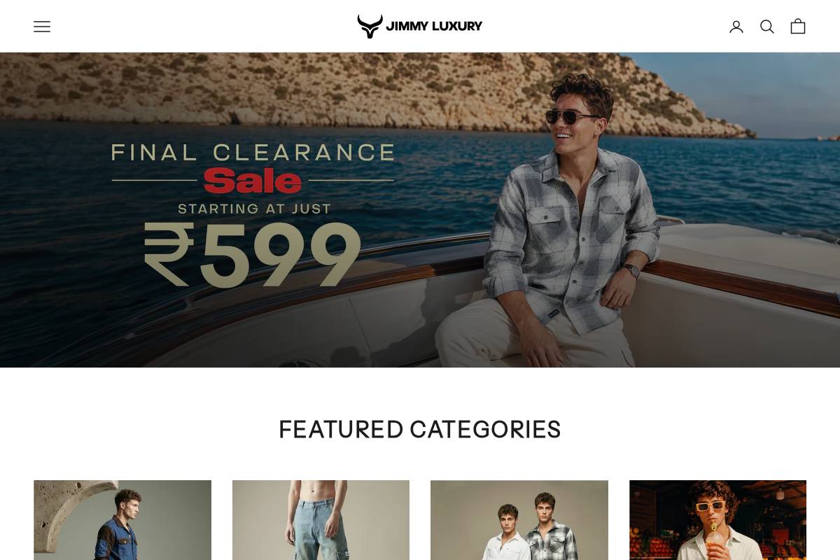 jimmyluxury.in homepage screenshot