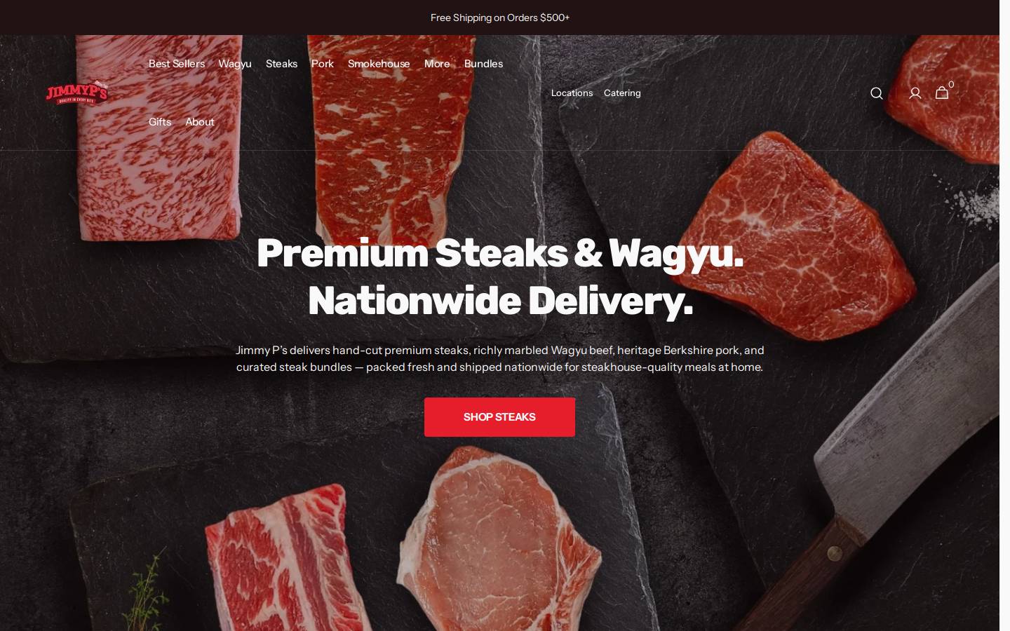 jimmypssteaks.com homepage screenshot