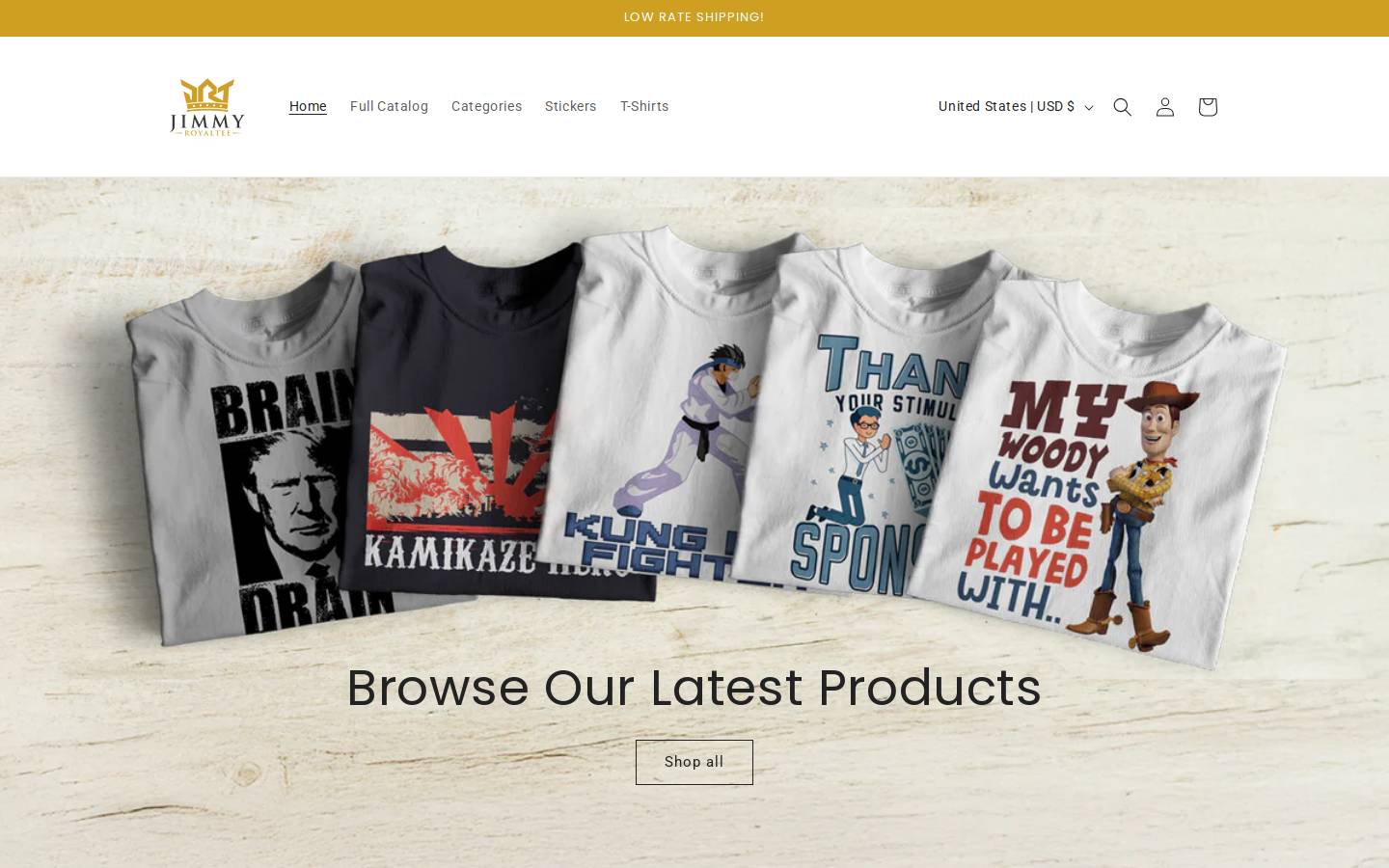 jimmyroyaltee.com homepage screenshot