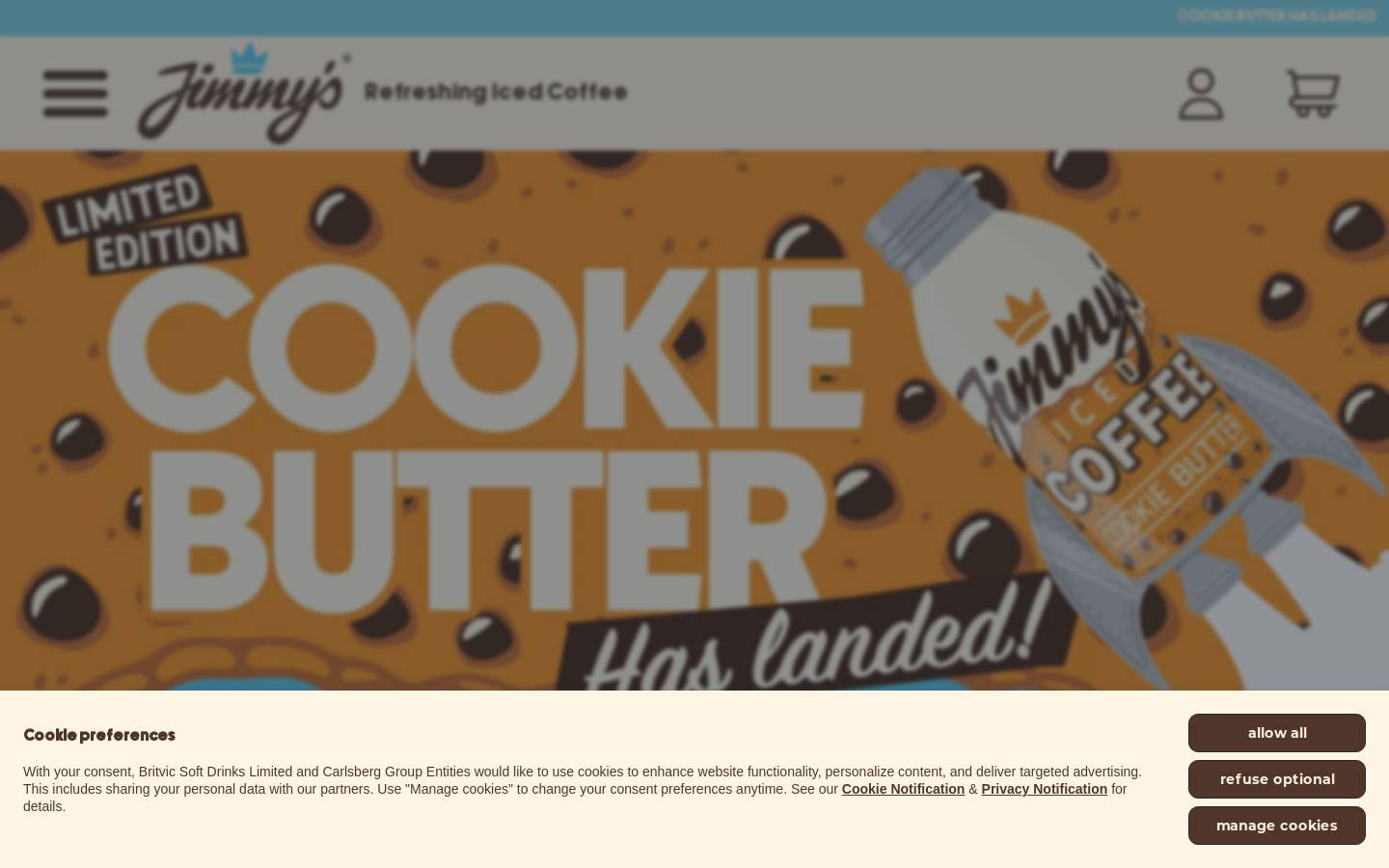 Jimmy's Iced Coffee homepage screenshot