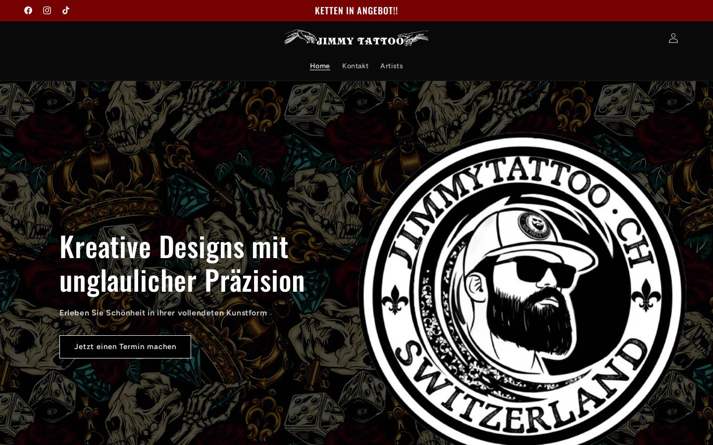 jimmytattoo.ch homepage screenshot