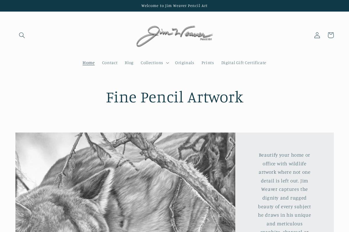 Jim Weaver Pencil Art homepage screenshot